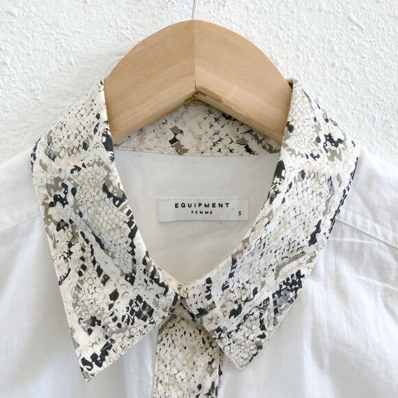 EQUIPMENT Contrast Snake Print Collared Shirt Small Size - Picture 6 of 9